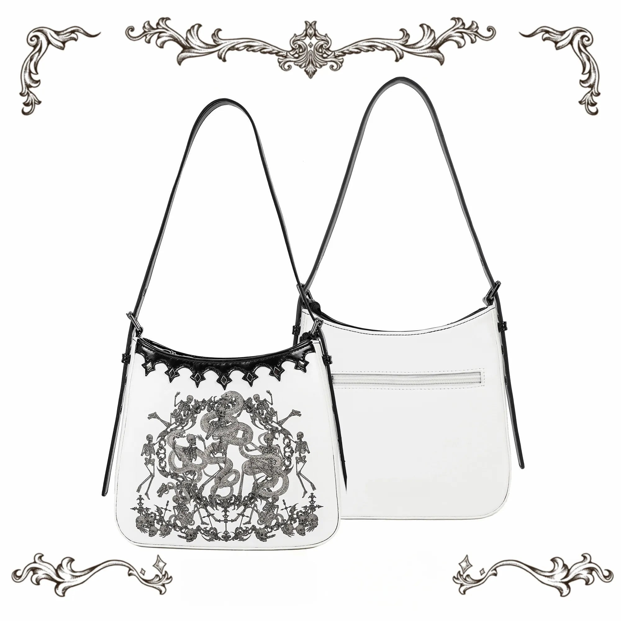 Snake Bone Hell Gothic Mini Ita Underarm Shoulder Bag