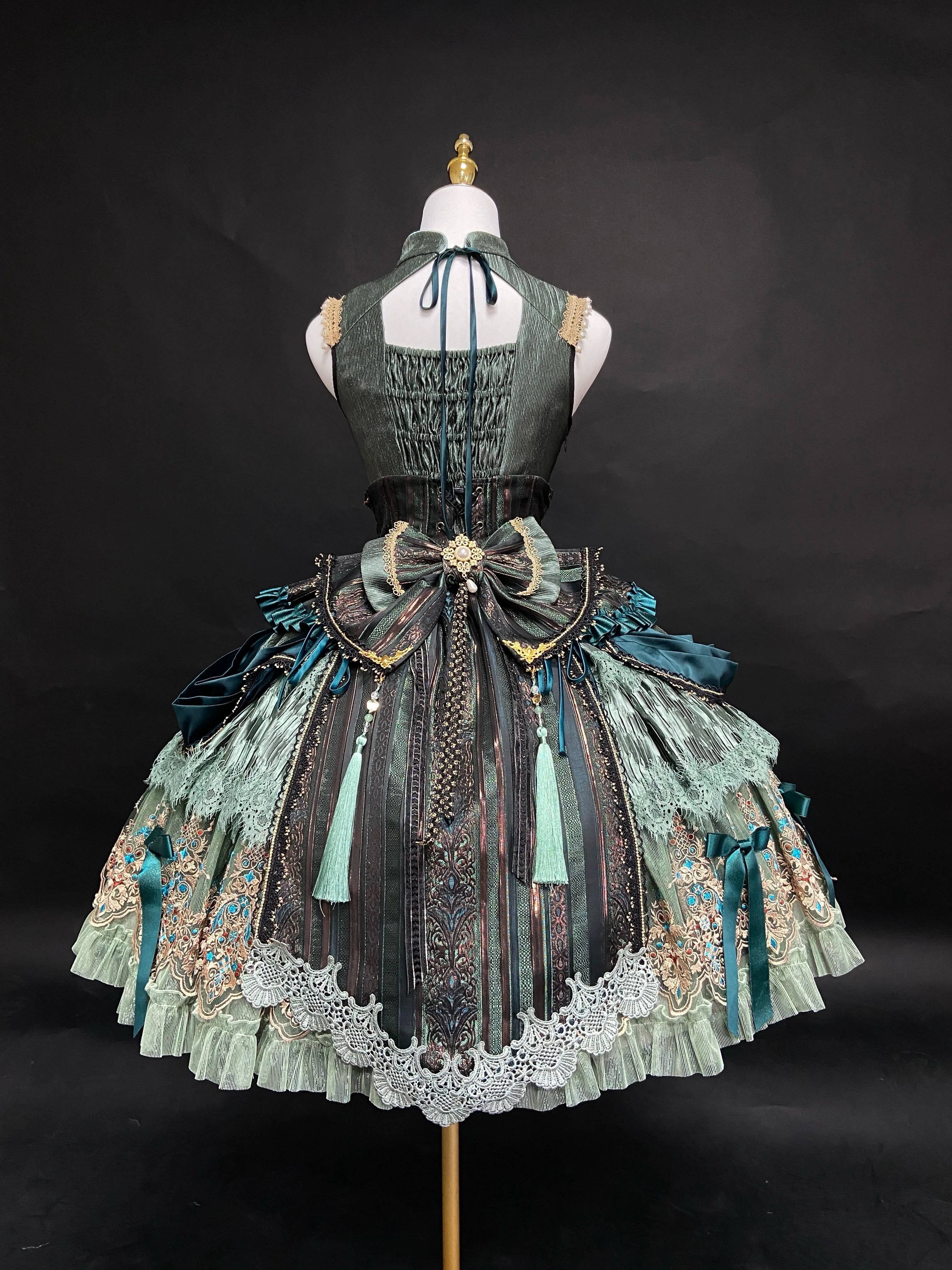 Candle Dragon Spirit Lolita Fantasy Green JSK Dress Set