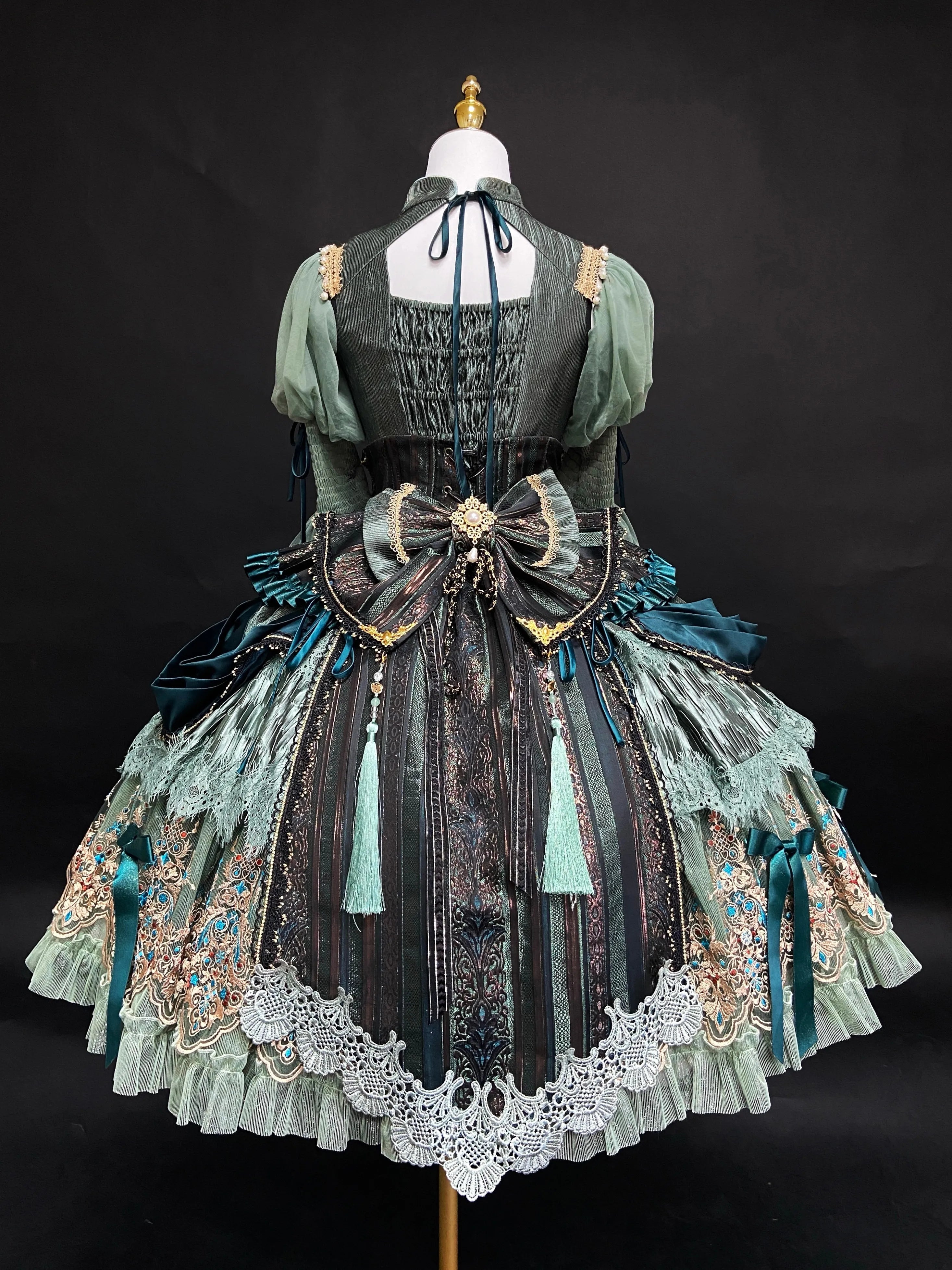 Candle Dragon Spirit Lolita Fantasy Green JSK Dress Set