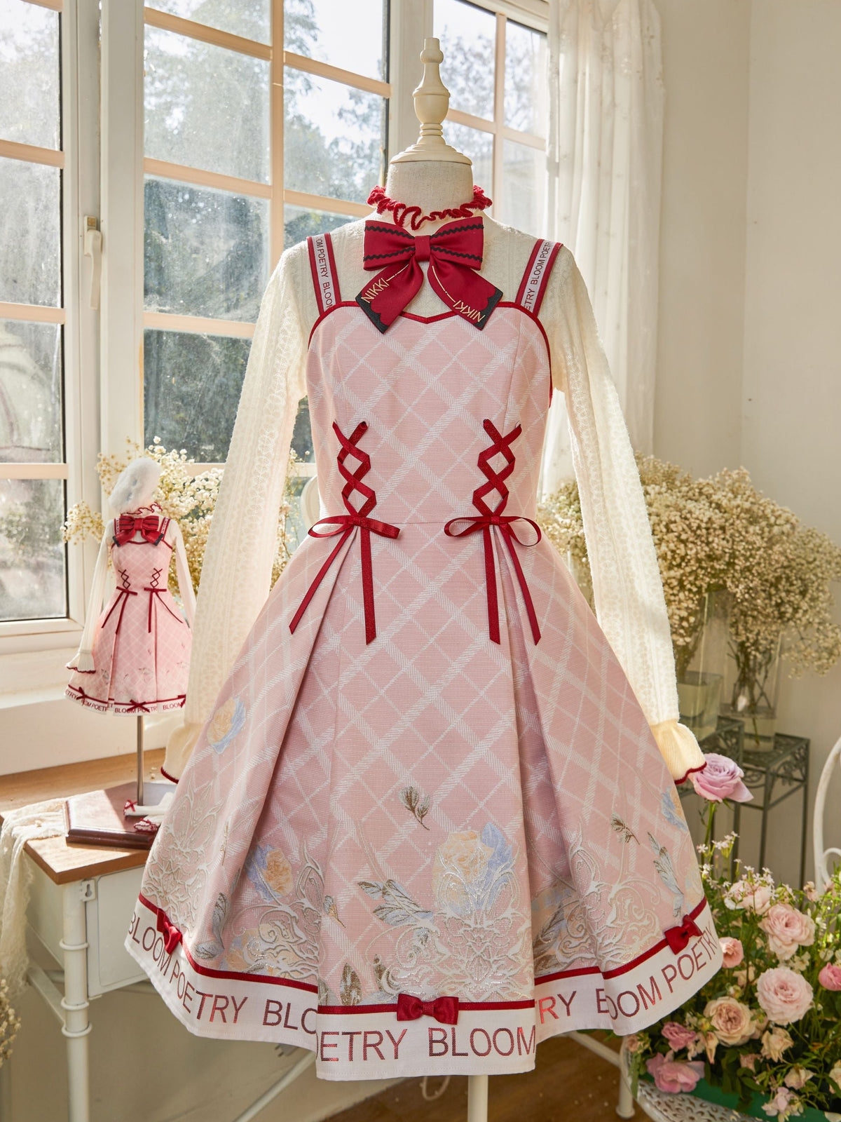 Poetic Bloom Lolita Sweet Fitted Waist Knit Inner JSK Dress