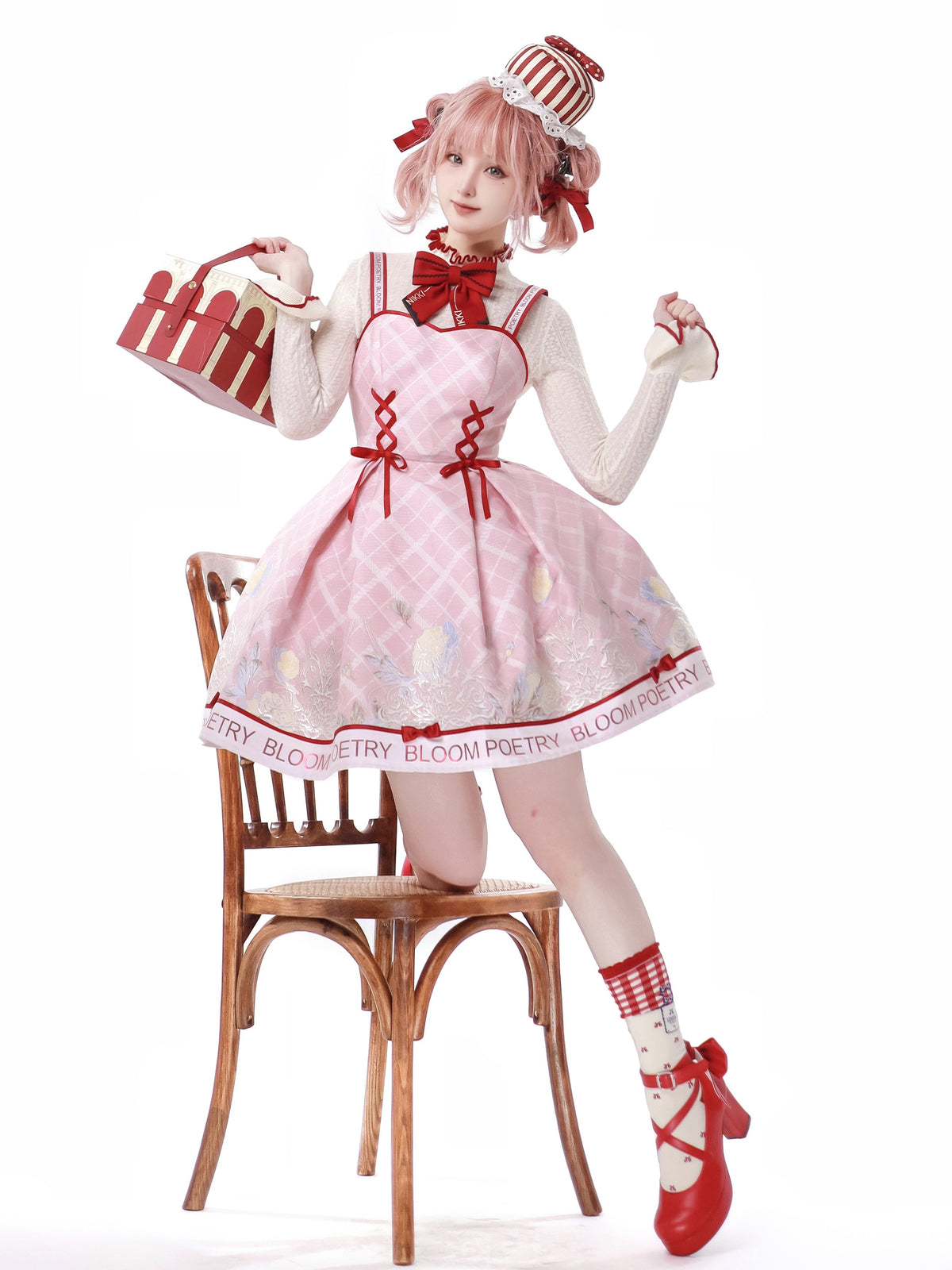 Poetic Bloom Lolita Sweet Fitted Waist Knit Inner JSK Dress