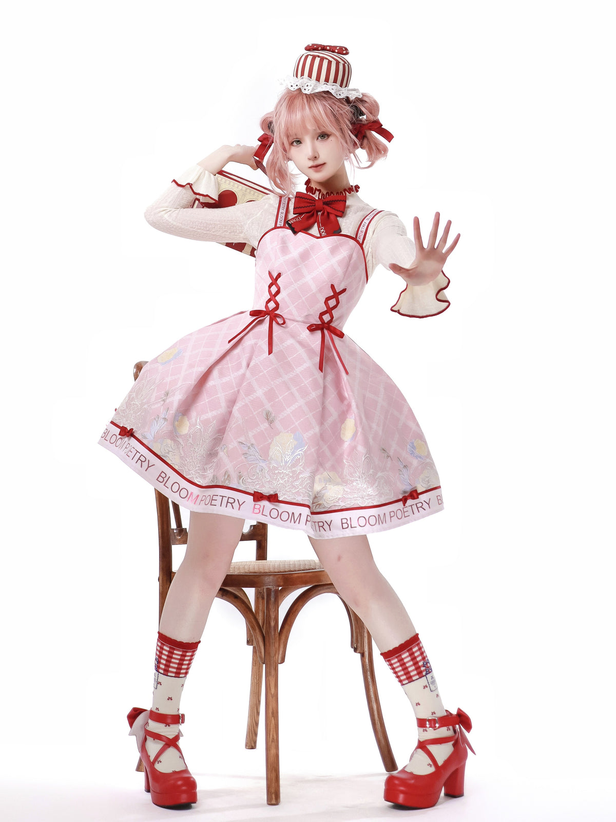 Poetic Bloom Lolita Sweet Fitted Waist Knit Inner JSK Dress
