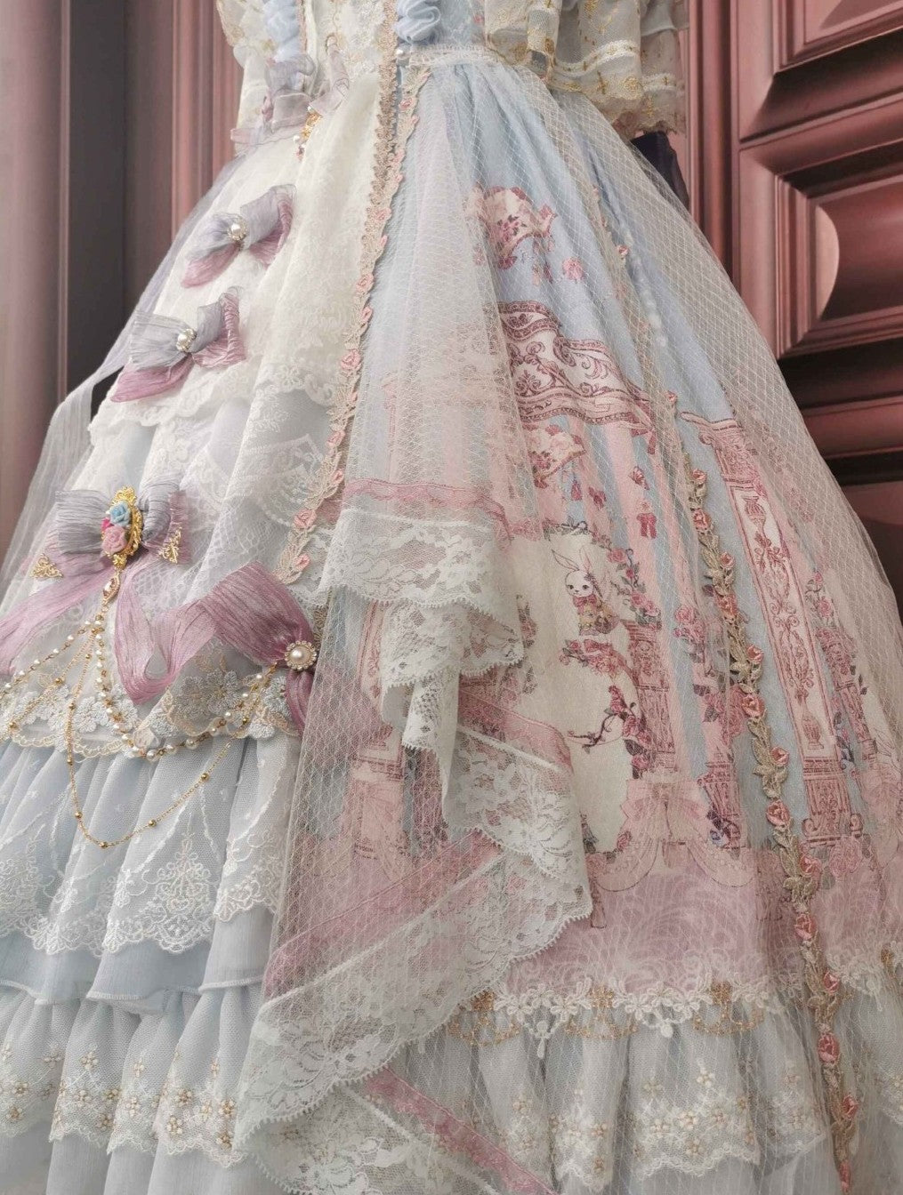 Moon Ballad Lolita Gorgeous Bridal Light Blue JSK Full Set