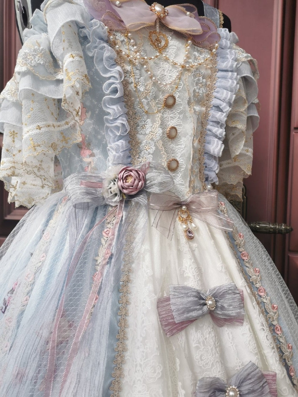 Moon Ballad Lolita Gorgeous Bridal Light Blue JSK Full Set