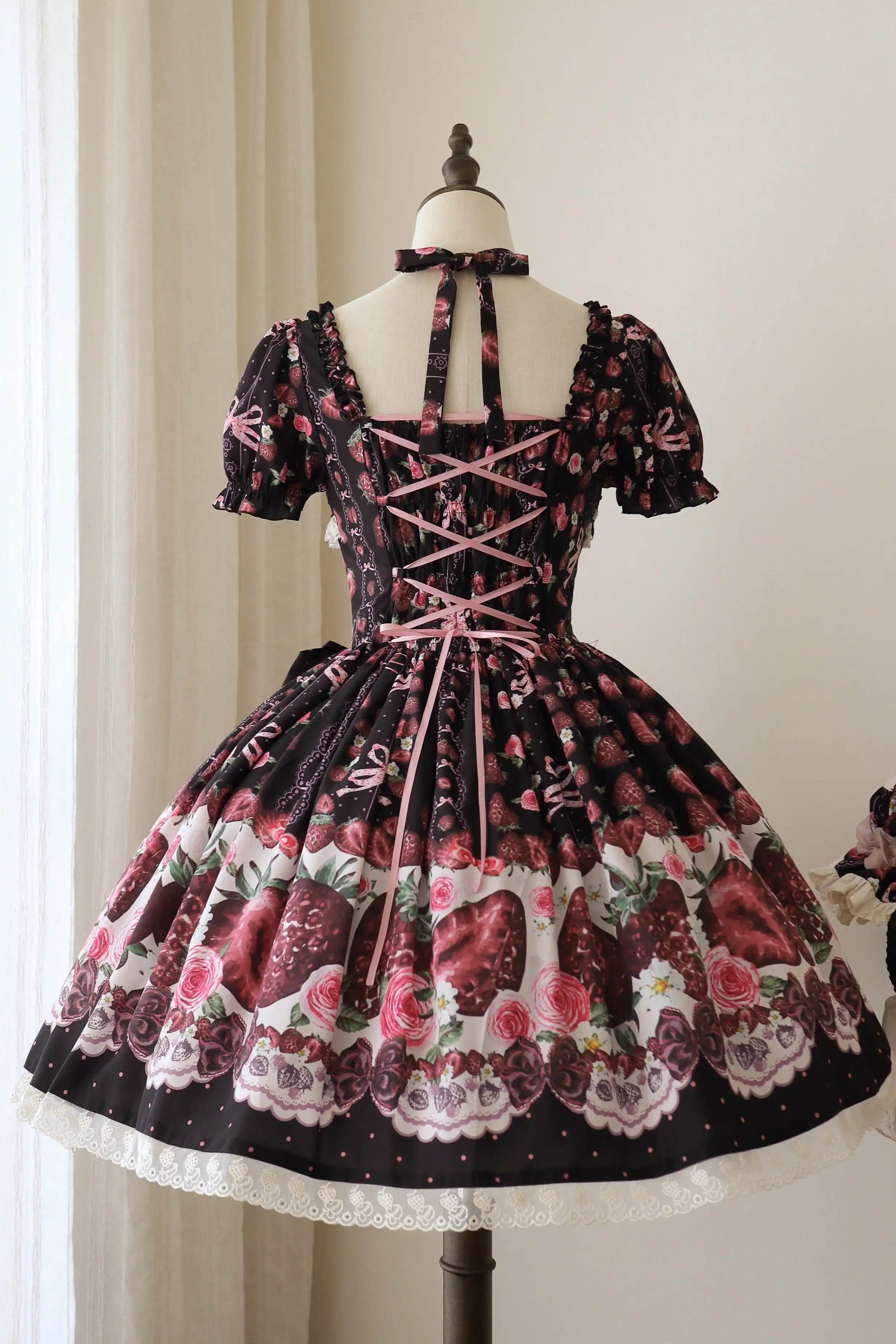 Rotten Berry Fairy Tale Strawberry Print Sweet Gothic Lolita OP Dress