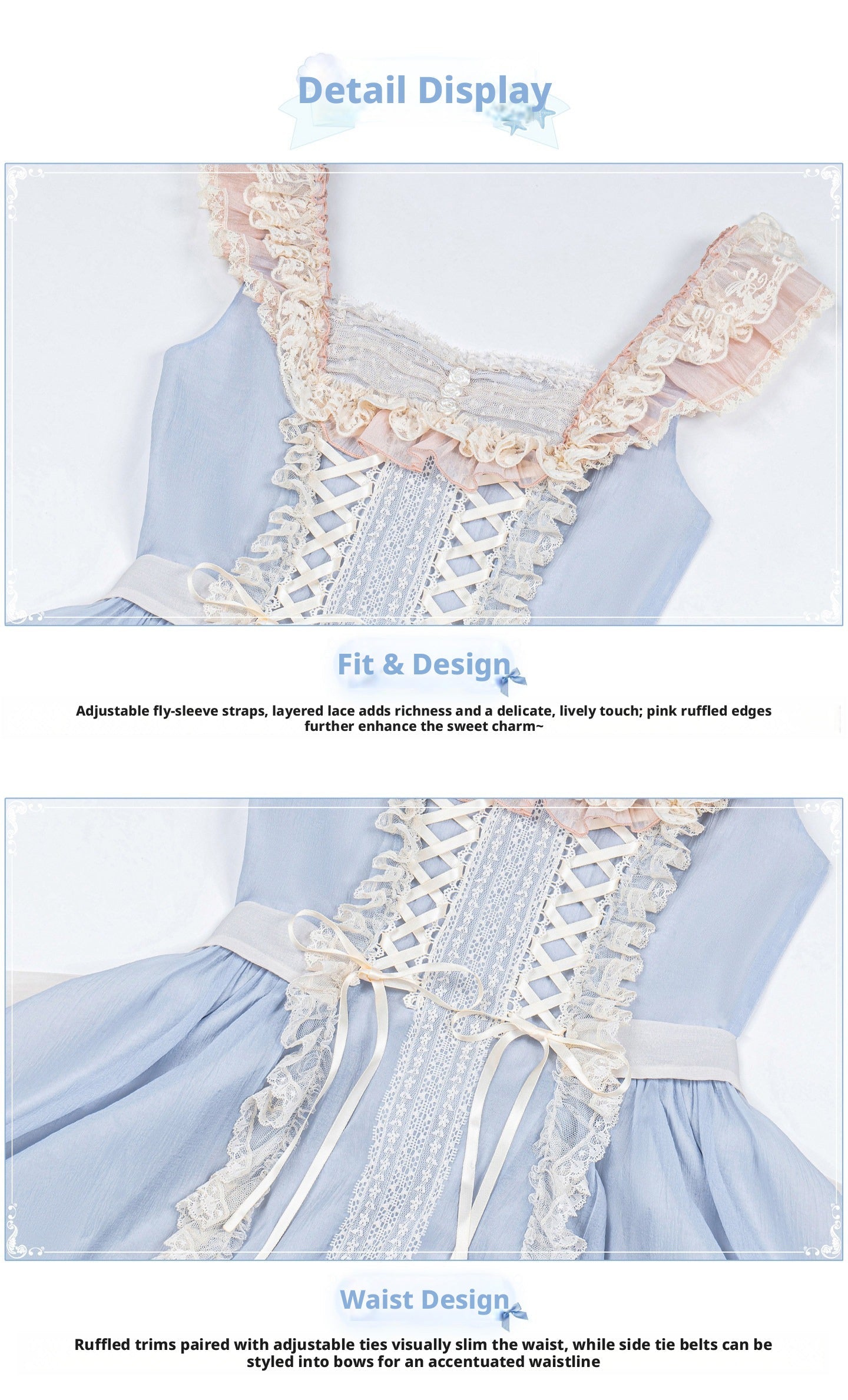 Island Diary Blue Romantic Flutter Sleeve Lolita JSK Dress