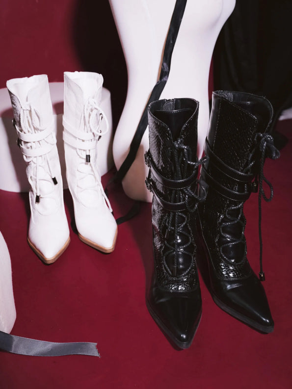 Dark Night and Dawn Gothic Lolita Knight Pointed Toe Boots