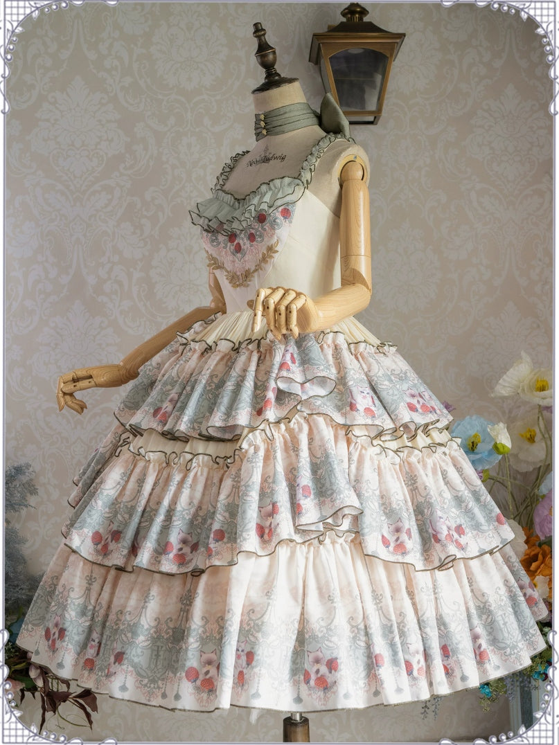 Berry Pie Lolita Print Long / Short JSK Dress