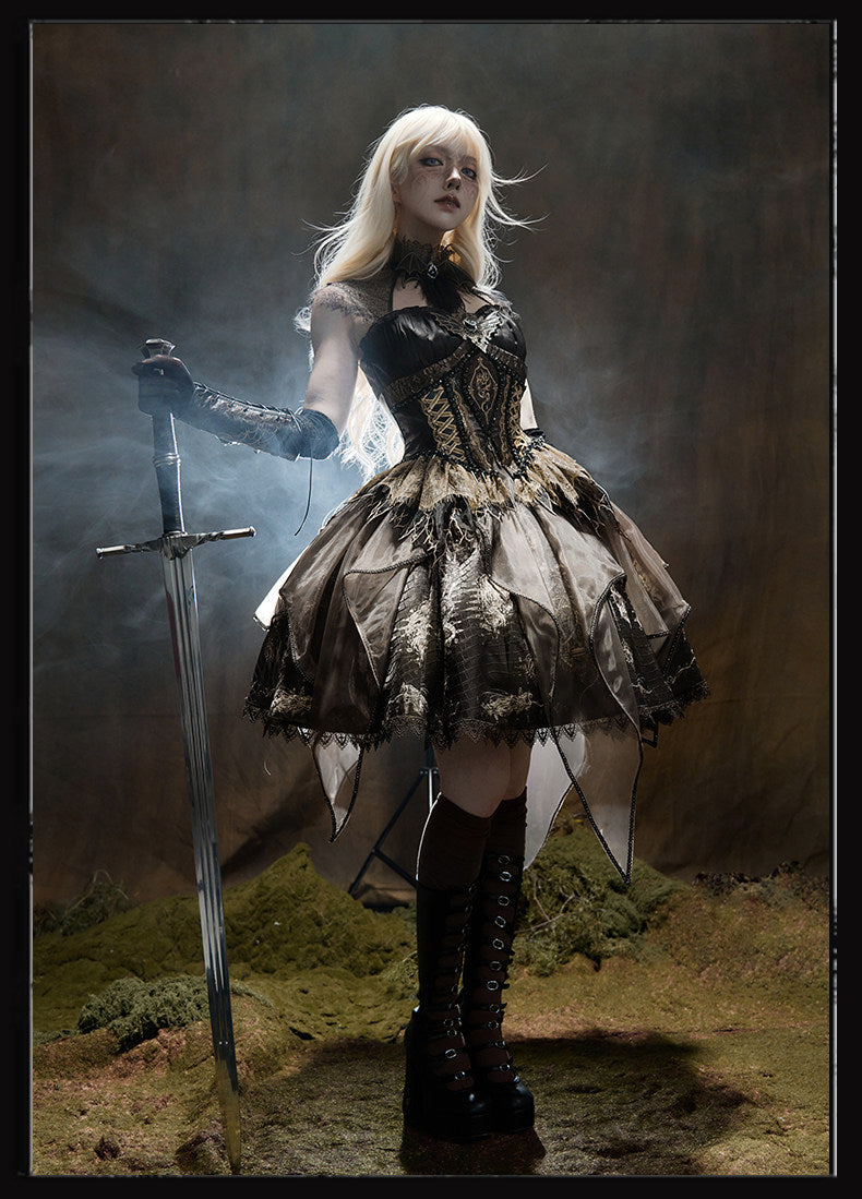 Dragon Bone Gothic Lolita Wasteland Tone JSK Dress