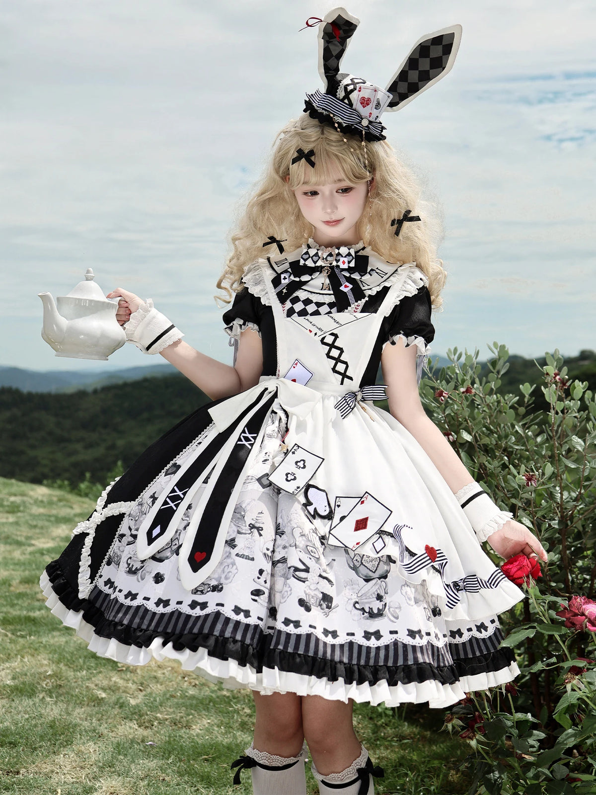 Alice Tea Party 2.0 Original Fairy Tale Style Lolita Black OP Dress Set