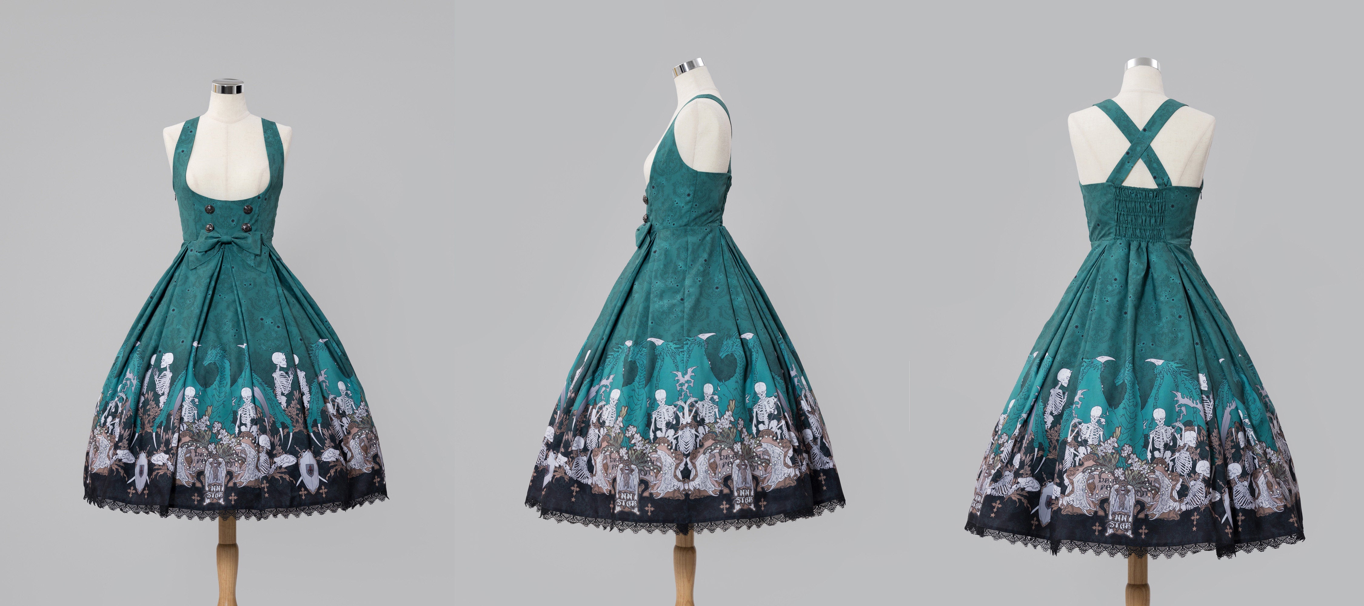 Dragon Bone Lily Lolita Gothic Green JSK Dress