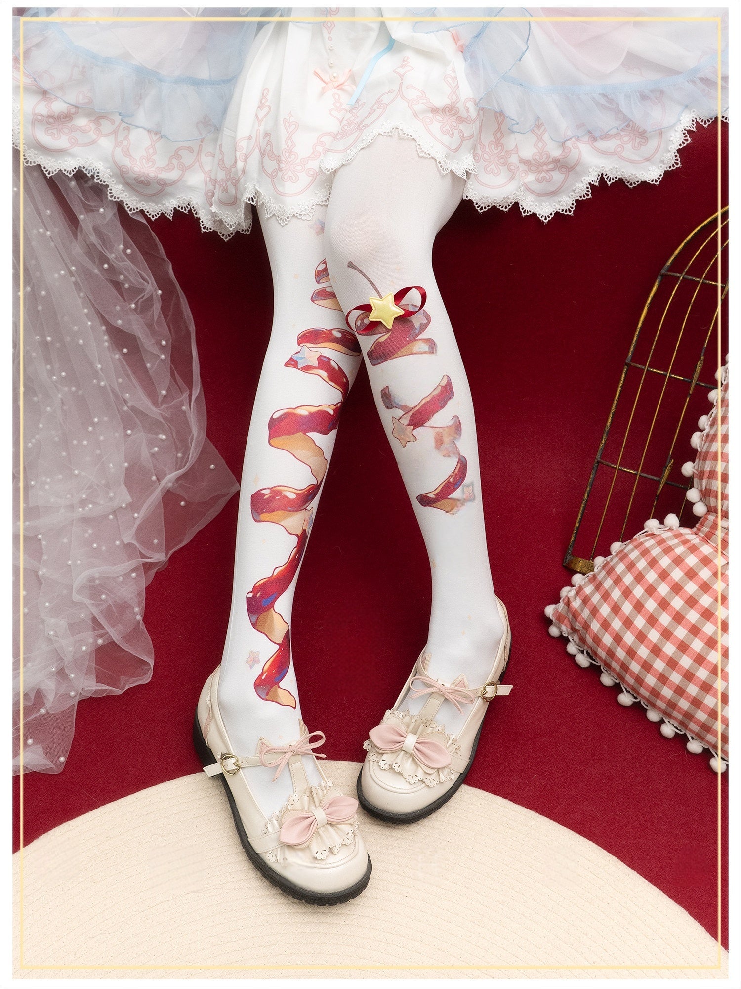 Peaceful Christmas Lolita Printed Tights