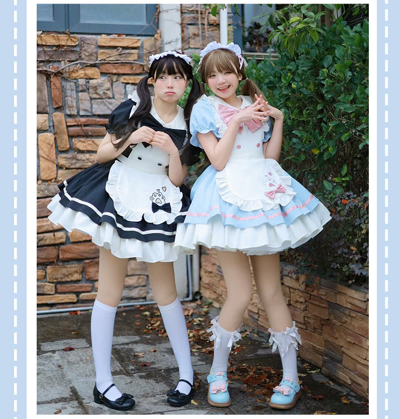 Lolita Kawaii Puppy Print OP Maid Dress LE1043