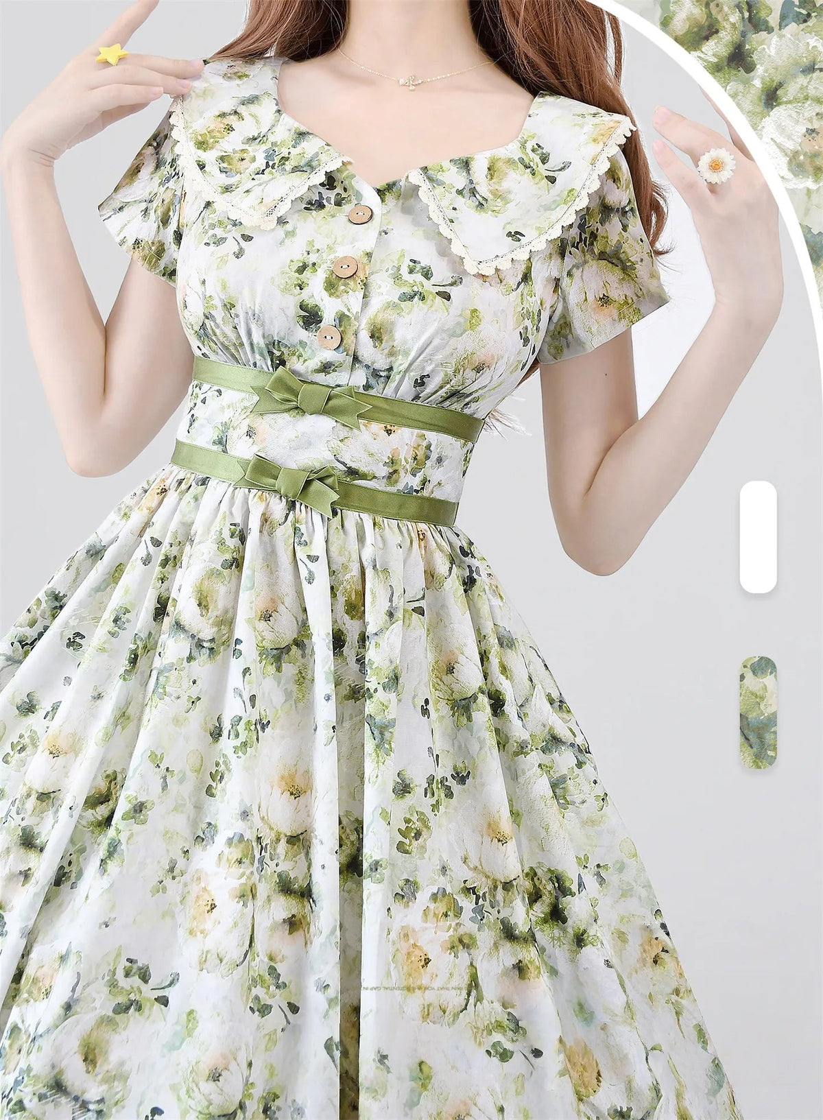 Forest Holiday Floral Print Vintage Elegant OP Dress