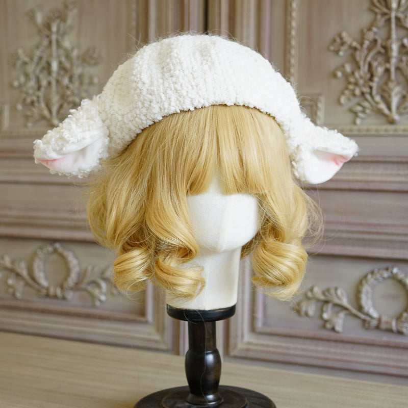 Lolita Sweet Fluffy Lamb Ear Beret Hat LA1012