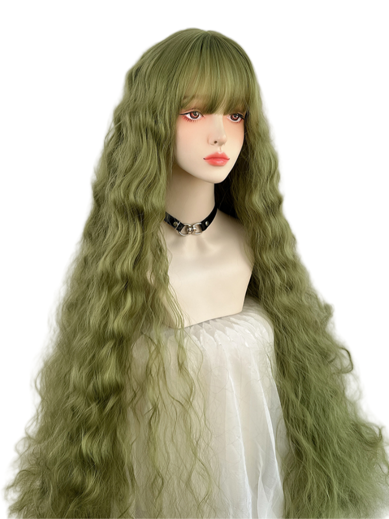 Long Curly Fairy Classic Green Wig LE7006