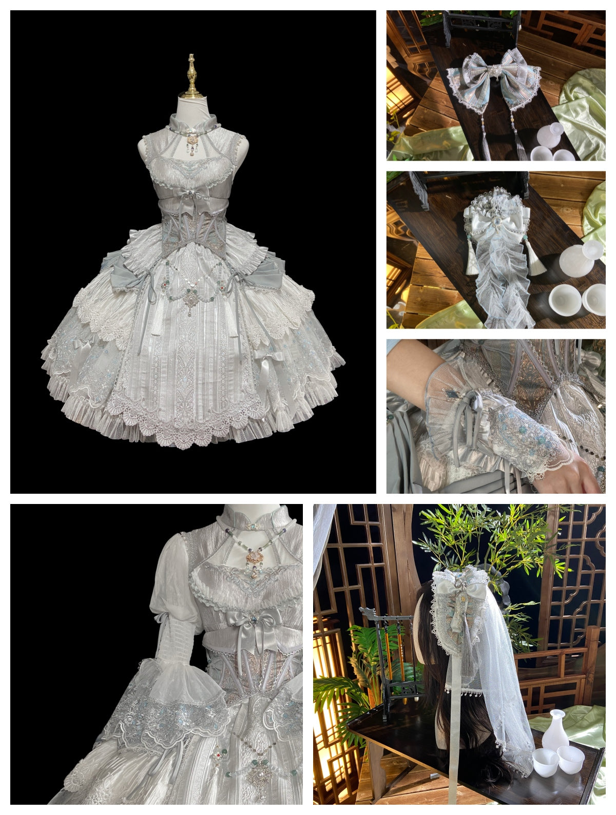 Candle Dragon Spirit Lolita Fantasy White JSK Dress Set