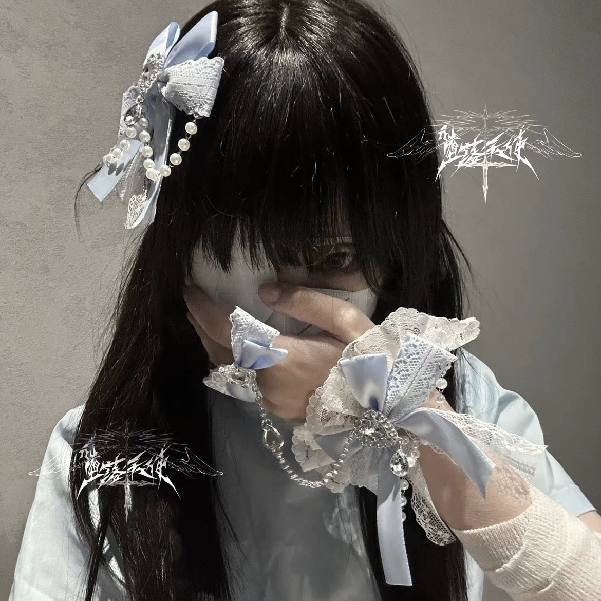 Y2K Harajuku Lace Hand Cuff & Slave Bracelet LE6005