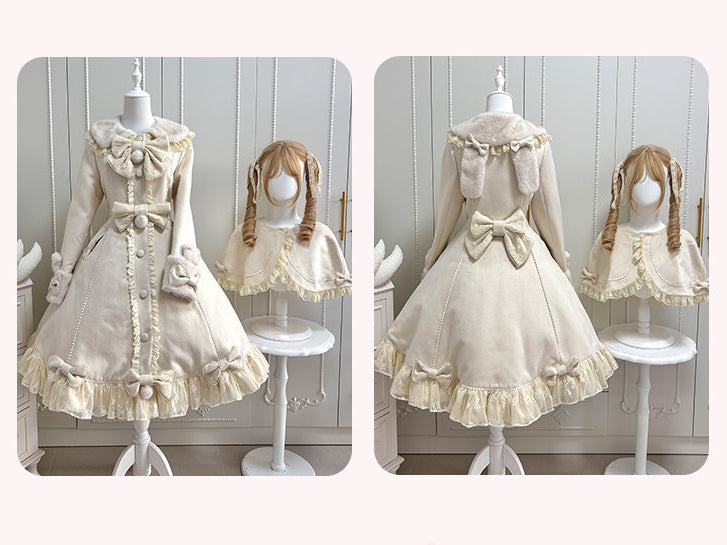 Nico Rabbit Lolita Original Autumn & Winter Sweet Style White Woolen Coat Outerwear