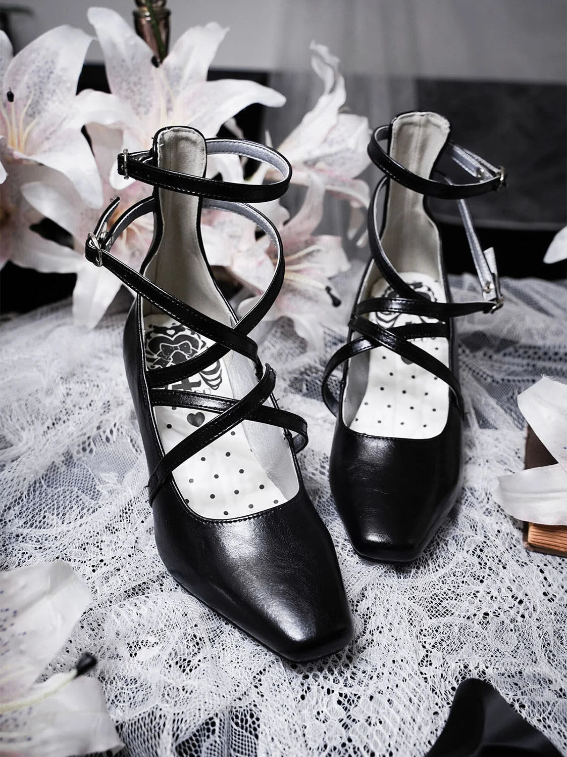 Rose Cross Lolita Gothic Wedge Heel Shoes