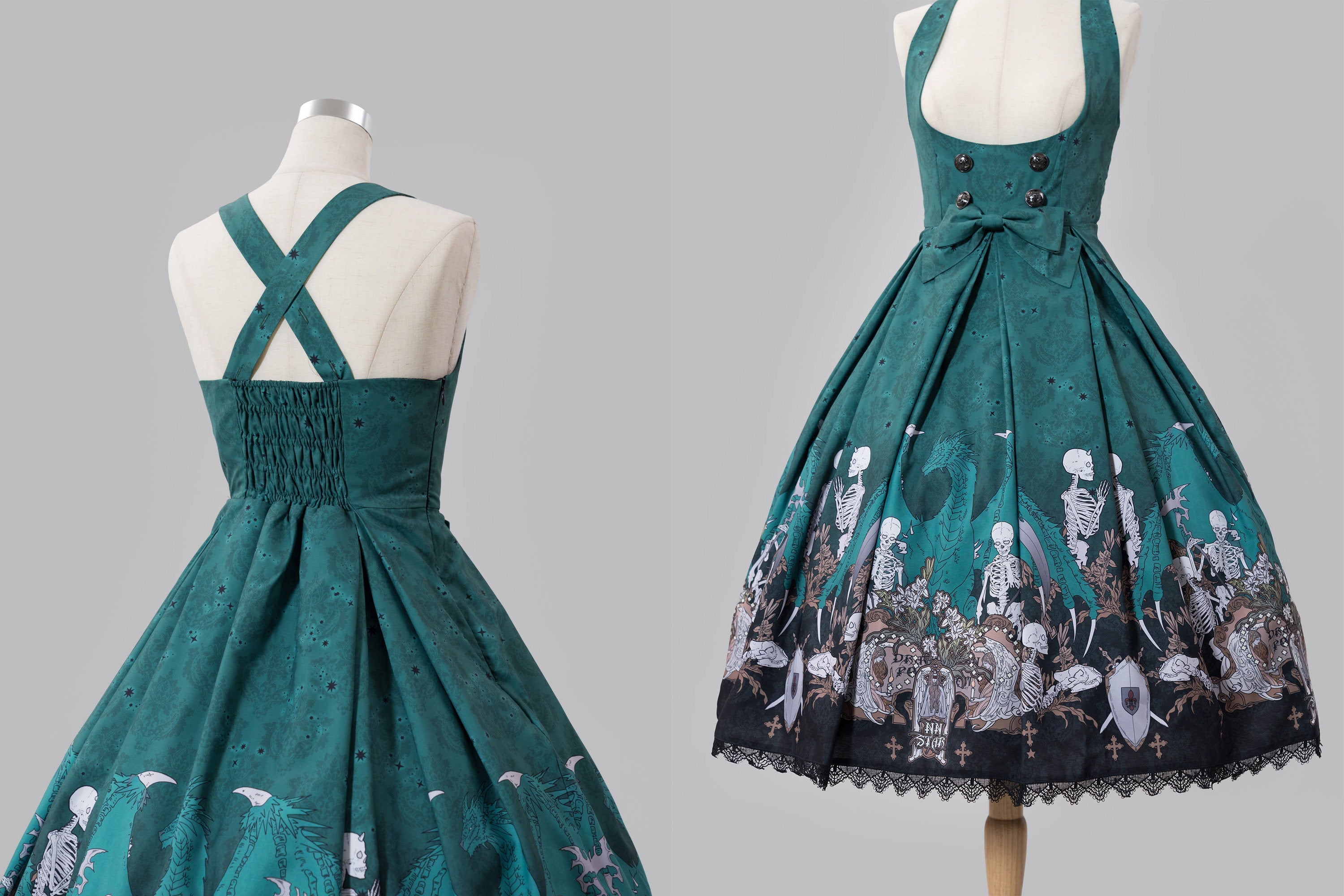 Dragon Bone Lily Lolita Gothic Green JSK Dress