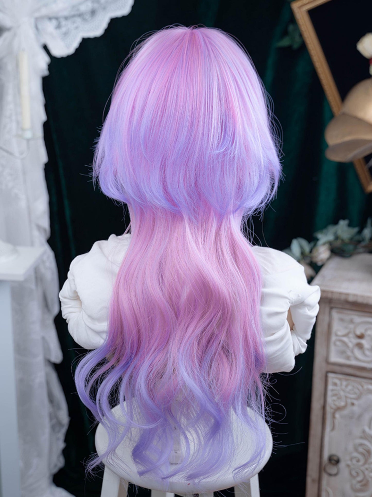 Long Magenta Purple Mixed Color Jellyfish Wig LE7022