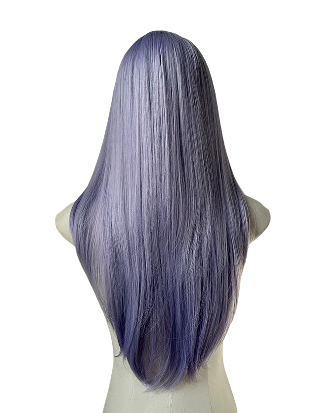 Ash Purple Ethereal Long Straight Wig with Bangs LE7017