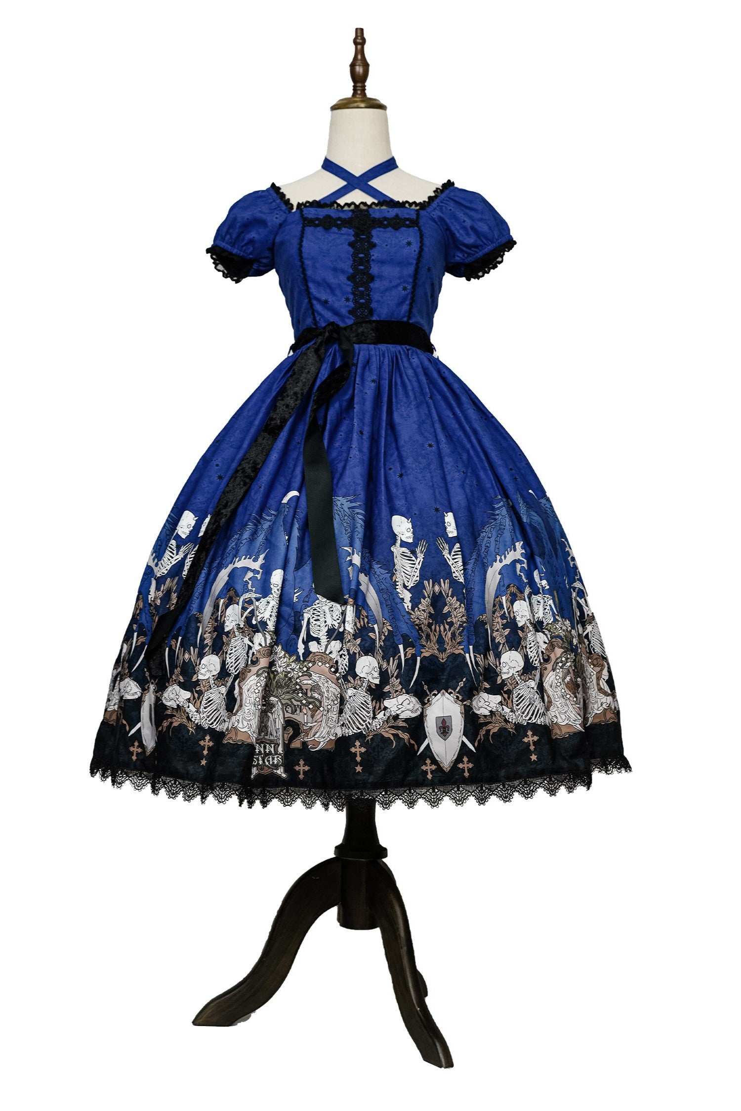 Dragon Bone Lily Lolita Gothic Blue OP Dress