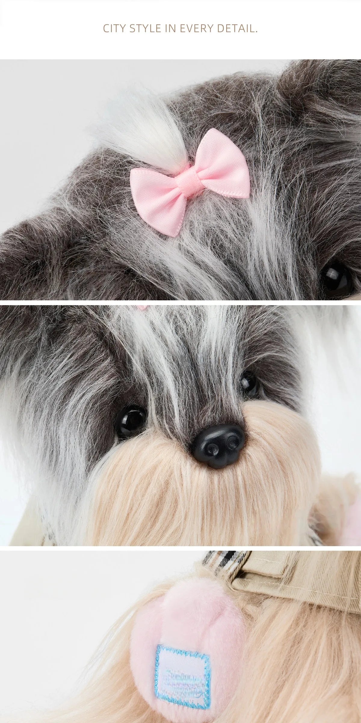 Realistic Plush Yorkshire Terrier Stuffed Doll