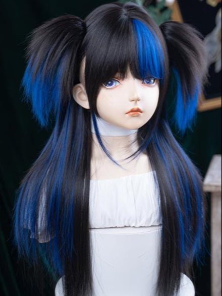 Ultramarine Highlights Long Black Curly Wig