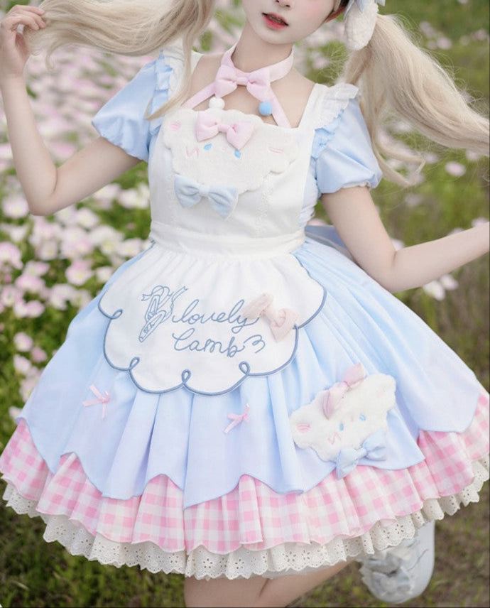 Lolita Kawaii Lamb Puff Sleeves OP Dress LS1014