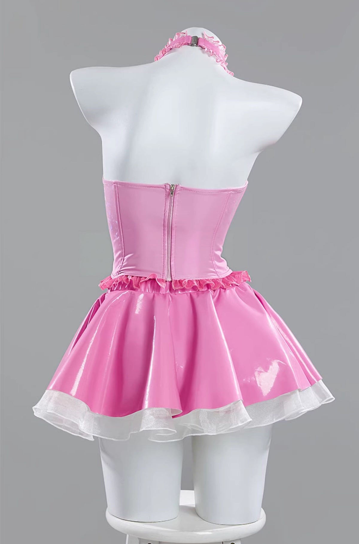 Princess Peach Fanart Idol Style PU Leather Cosplay Skirt