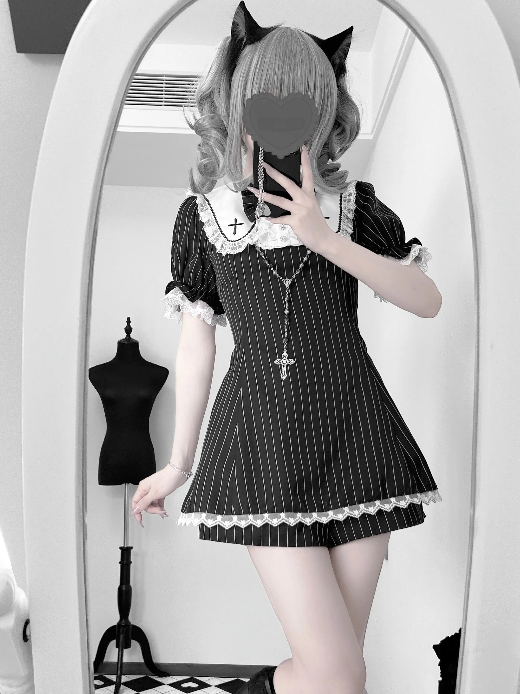 Prayer Poem Ryōsangata Striped Summer Outfit Set