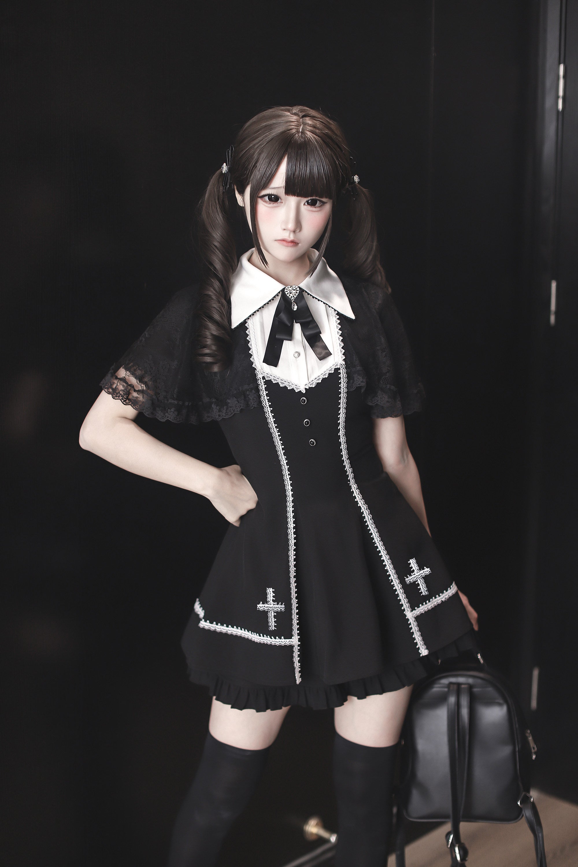 Night Eclipse Lace Cloak Jirai Kei Gothic Dress