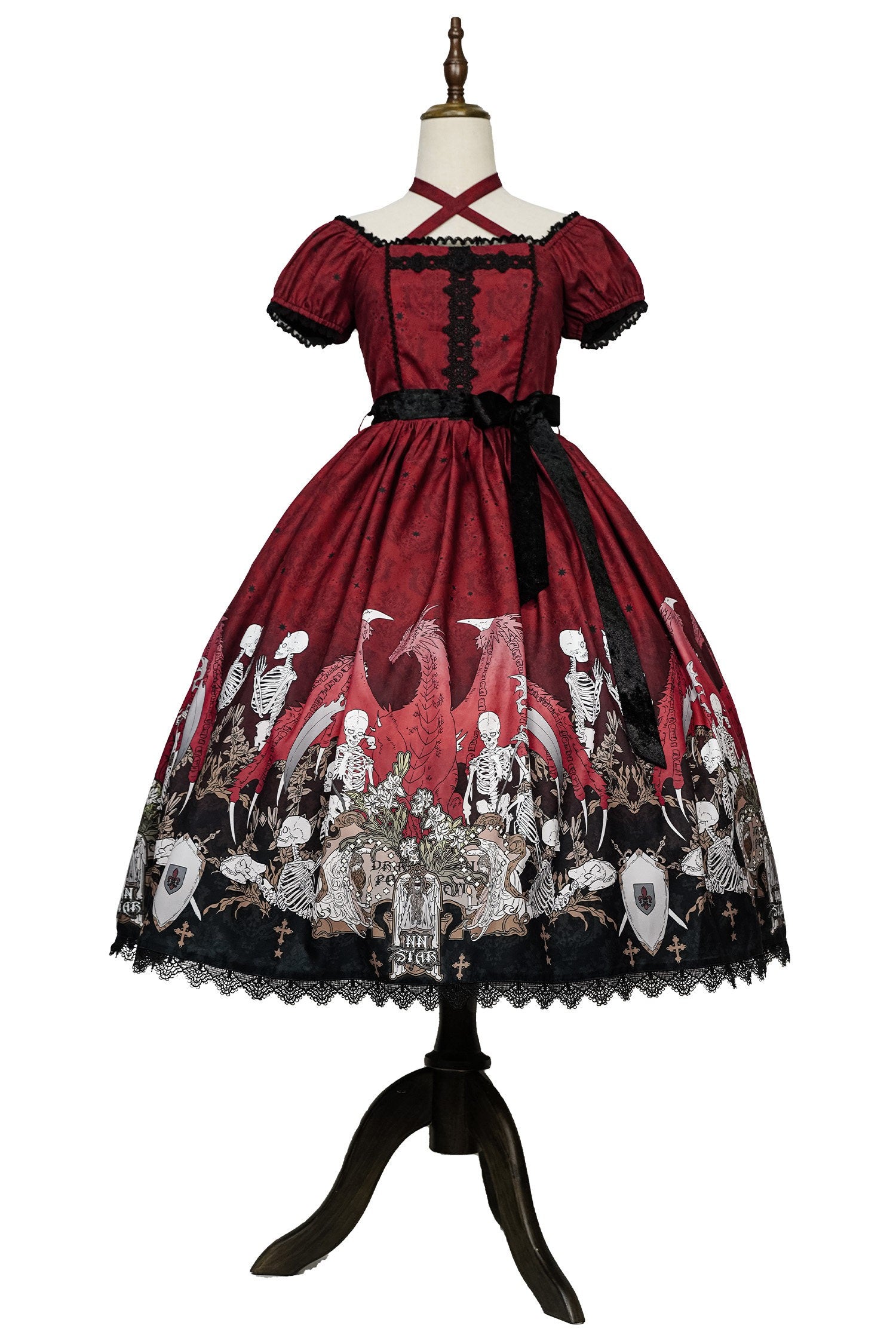 Dragon Bone Lily Lolita Gothic Red OP Dress