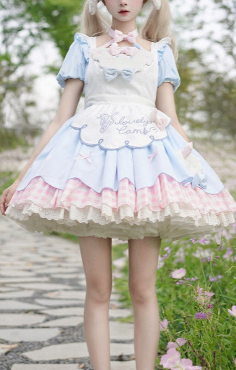 Lolita Kawaii Lamb Puff Sleeves OP Dress LS1014