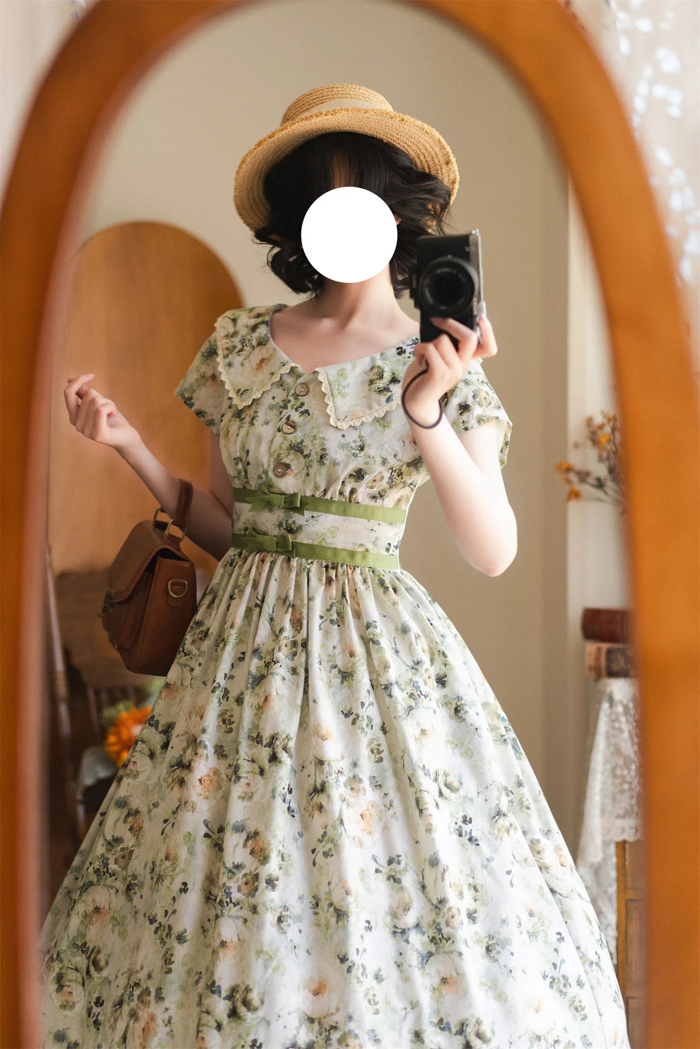 Forest Holiday Floral Print Vintage Elegant OP Dress