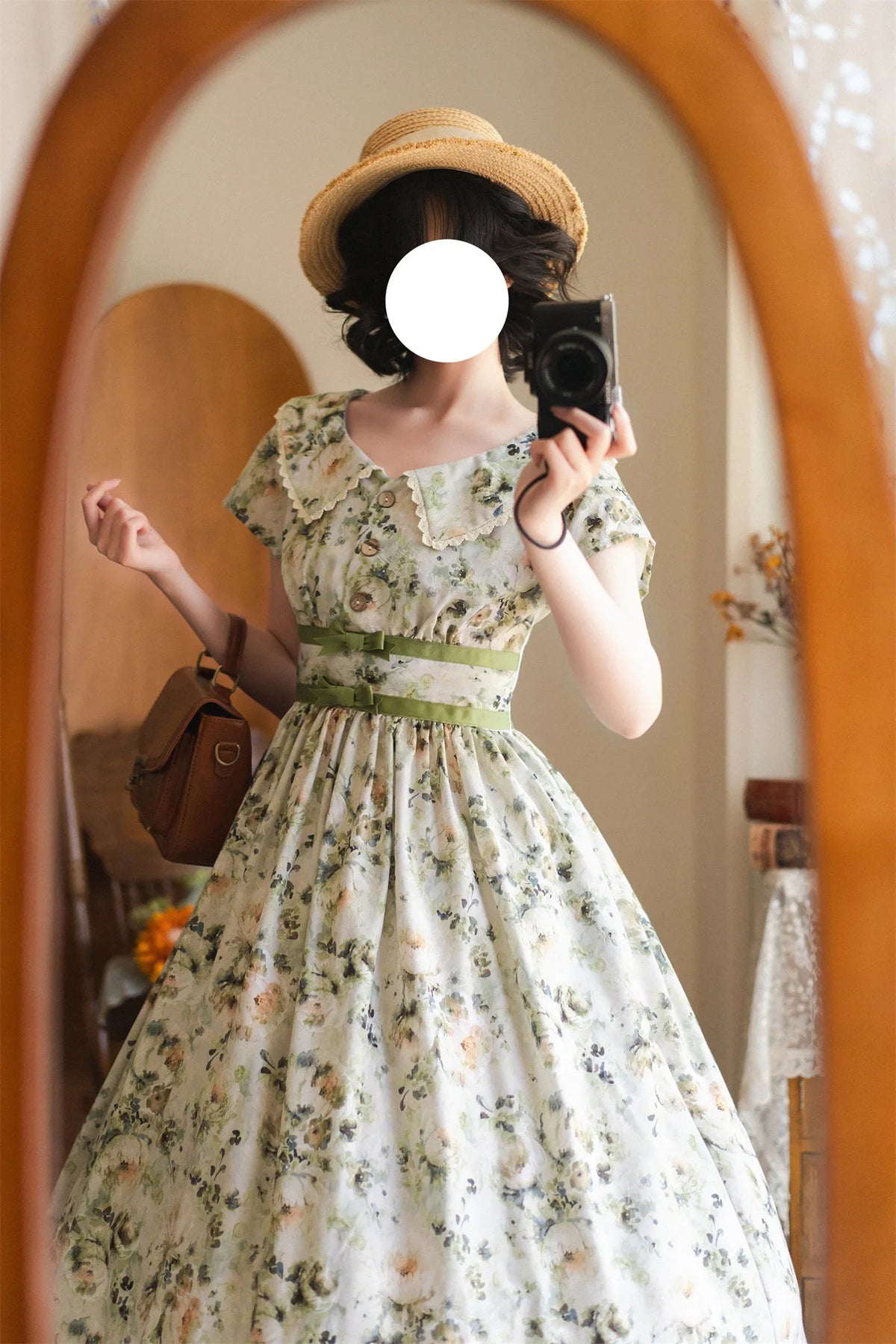 Forest Holiday Floral Print Vintage Elegant OP Dress