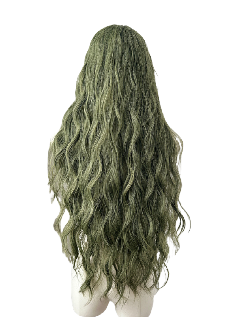 Long Moss Green Fairy Curly Wig
