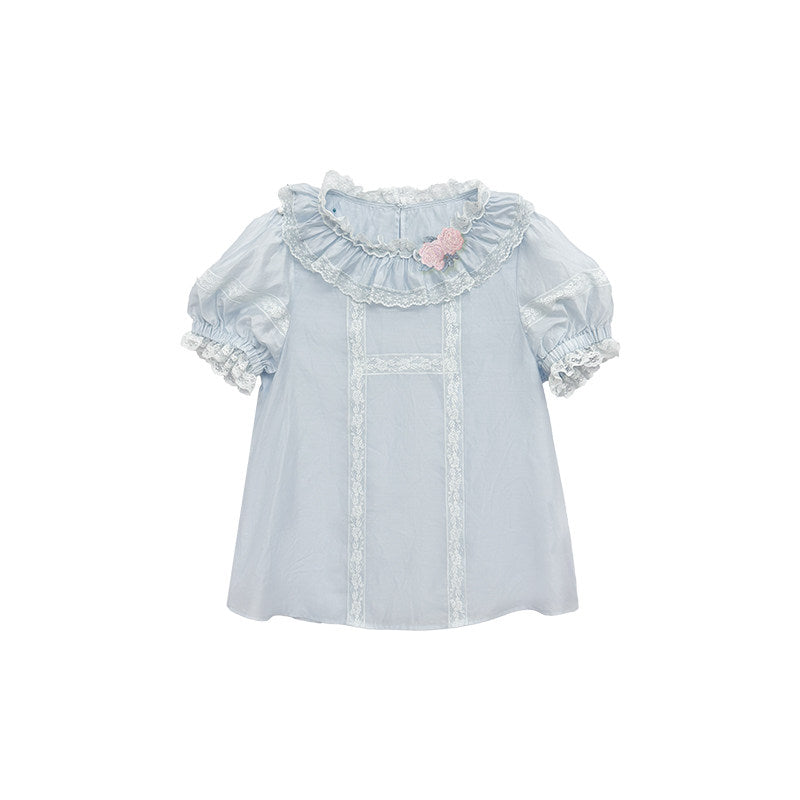 Morning Dew Rose Blue Green Hanfu Lolita JSK Dress Set