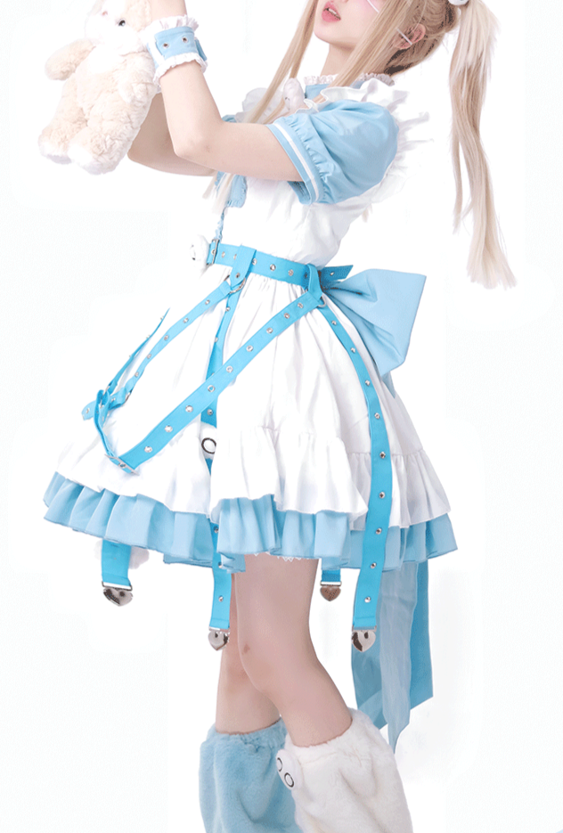 Lolita Y2K Infirmary Aesthetic Aqua OP Full Set LS1015