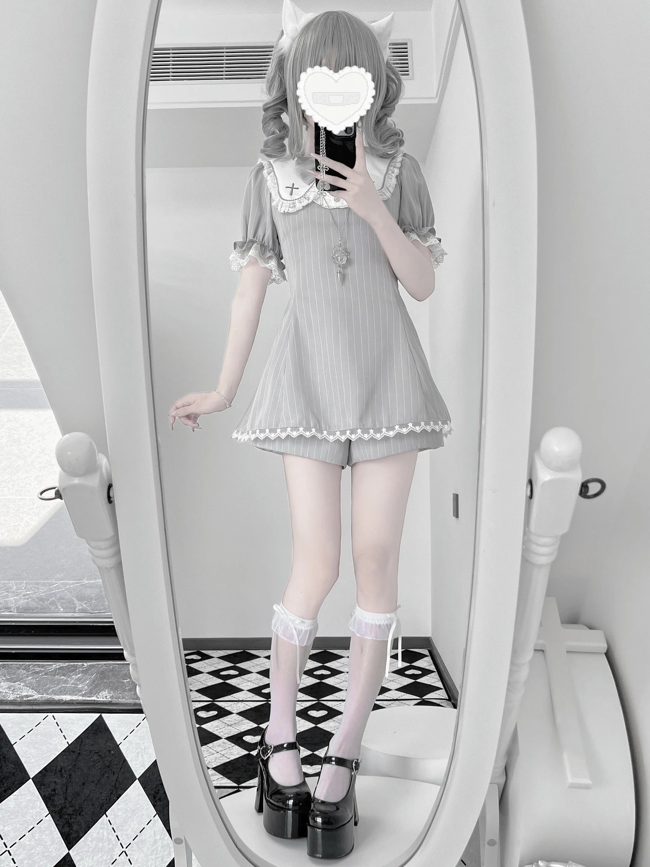Prayer Poem Ryōsangata Striped Summer Outfit Set