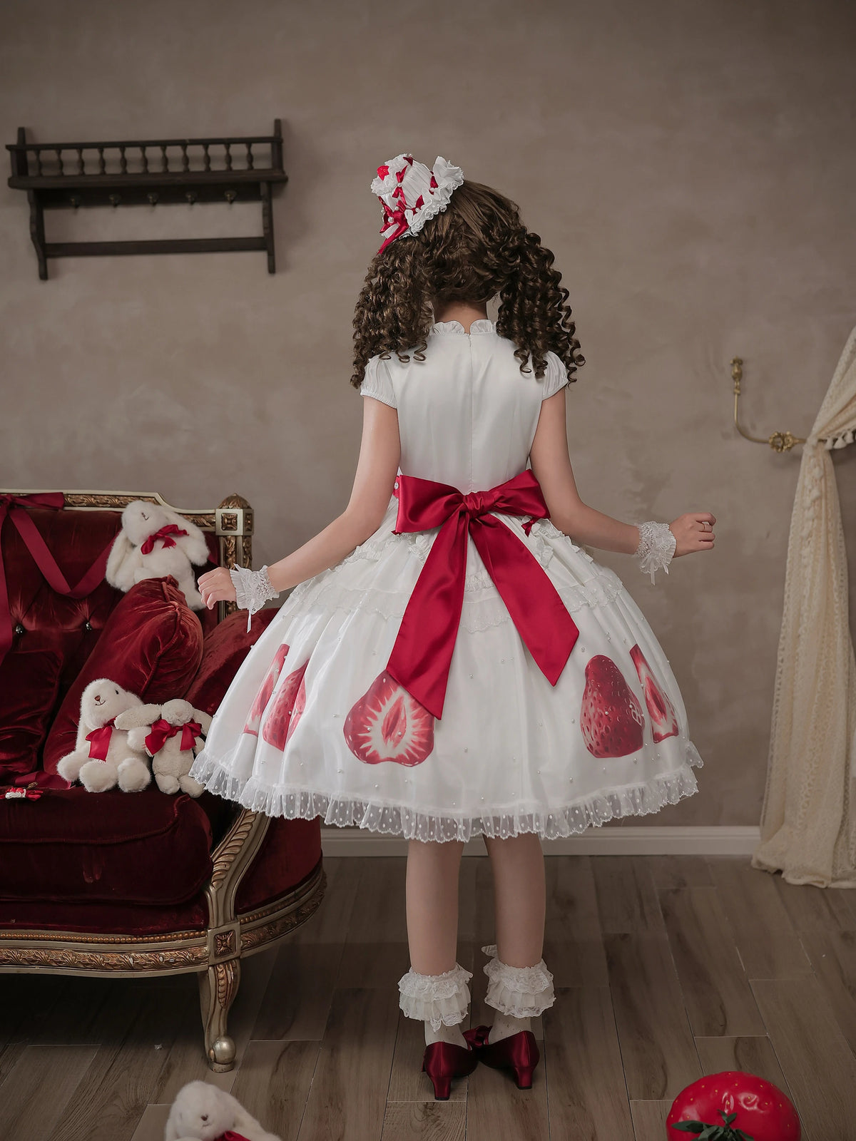 Half Strawberry Sweet Princess Style Lolita Strawberry OP Dress