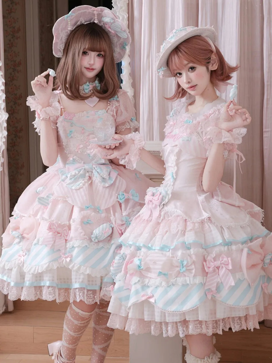 Candy Room Sweet Cake Lolita JSK Pink Blue Pastel