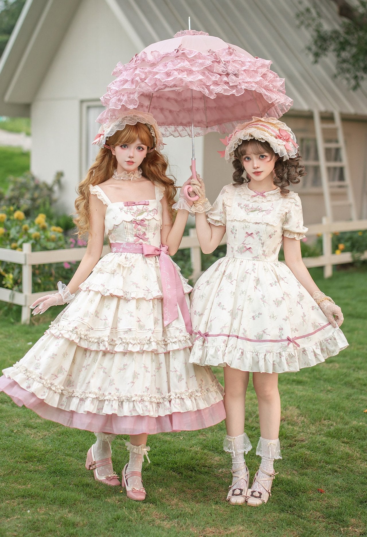 Fragrant Old Dream Pink Bellflower Embroidery Lolita OP & JSK