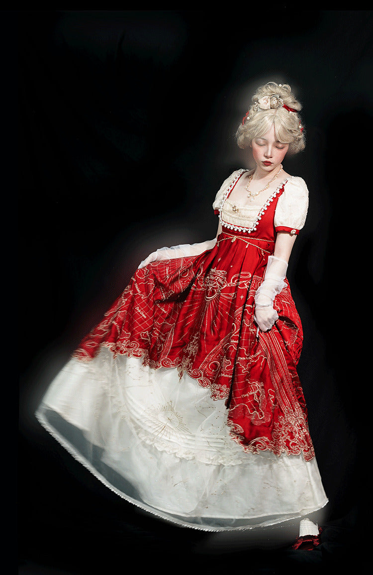 Stellar Map Lolita Wine Red Empire OP Dress