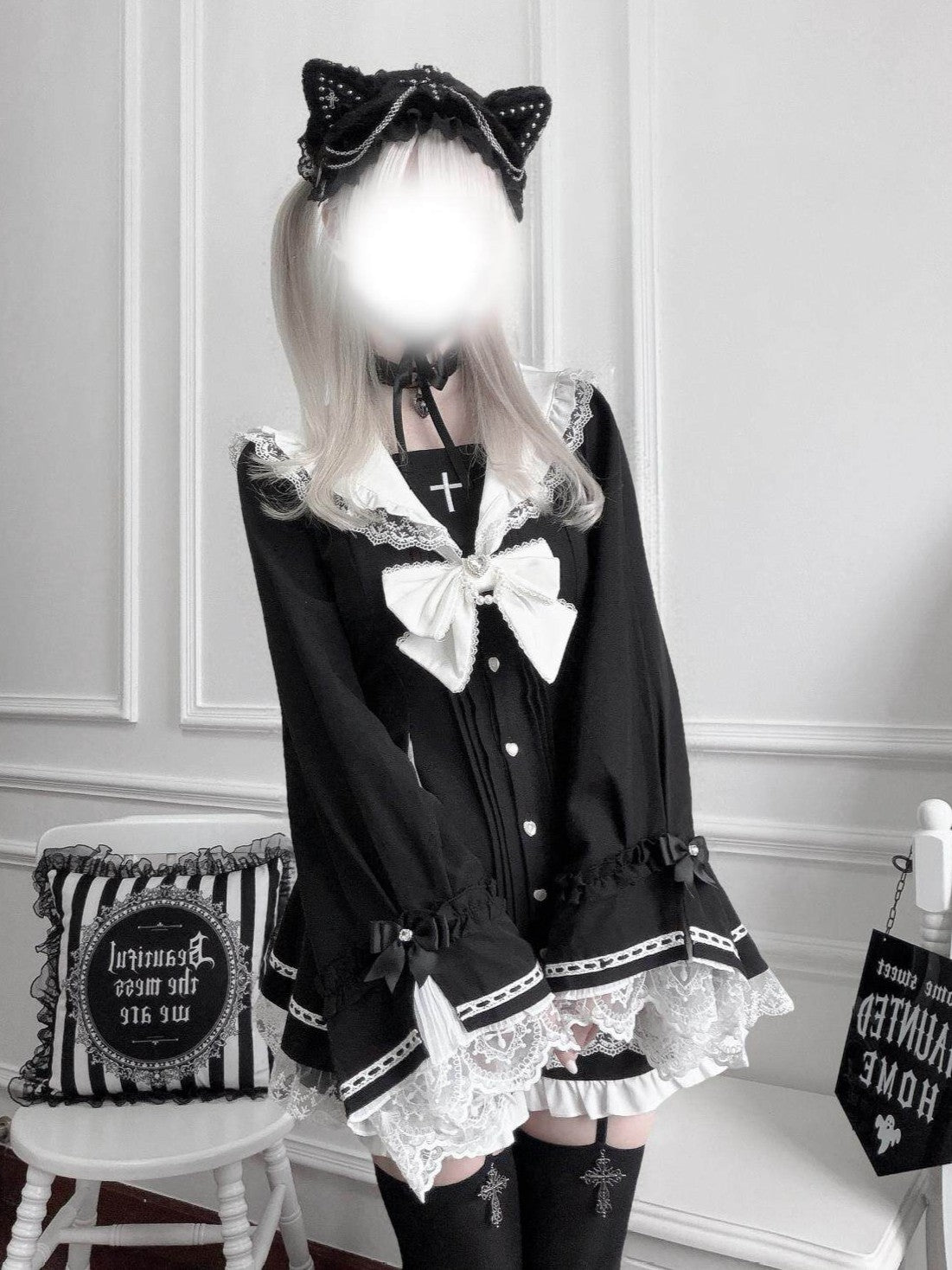Night Prayer Hime Sleeve Lace Coordinate Outfit Set