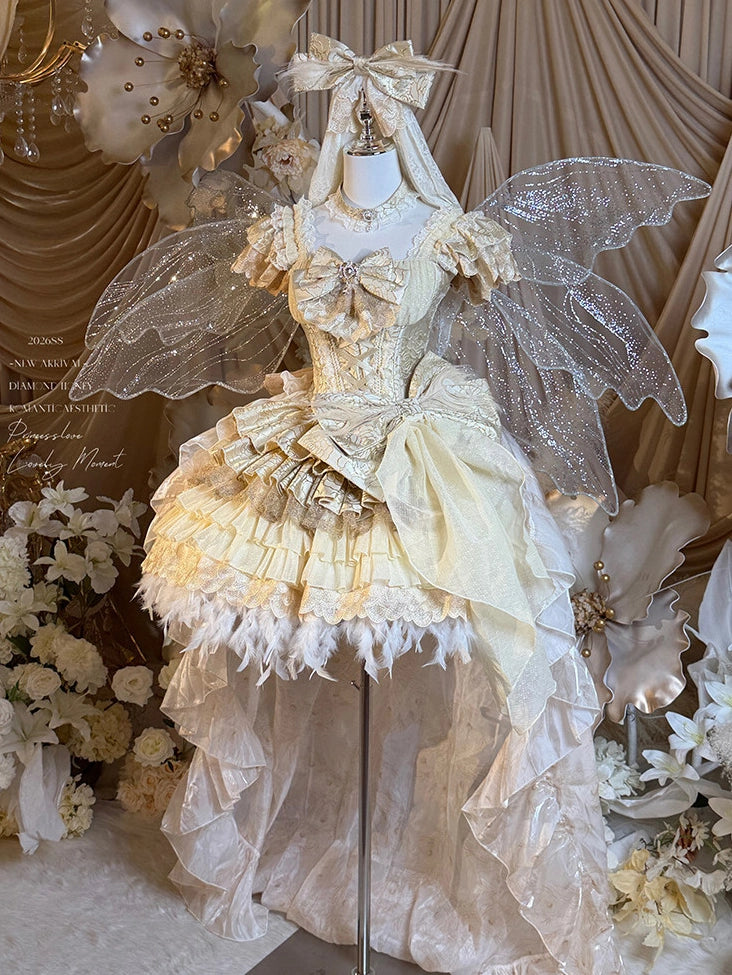 Spirit Peacock Princess Peacock White Gold Evening Gown Dress