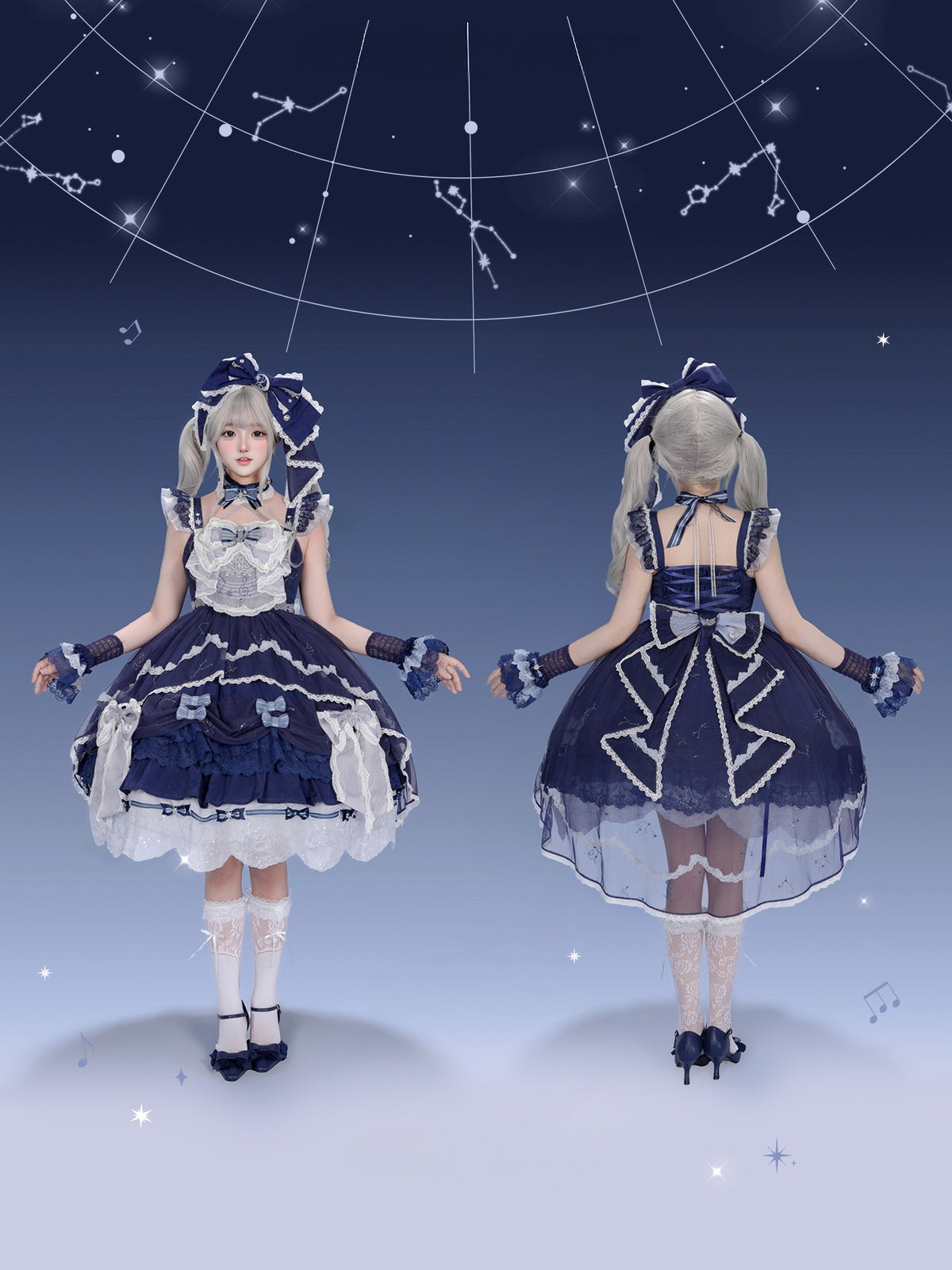 Stellar Symphony Lolita Light Moonlight & Midnight Sky JSK Dress