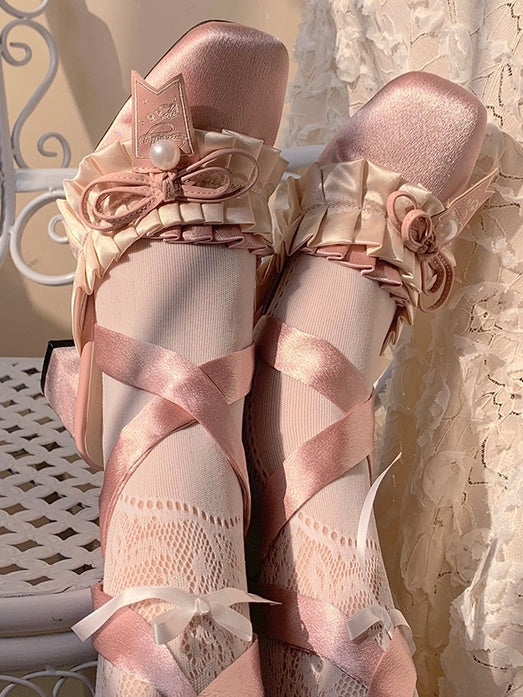 Lolita Sweet French Style Block Heel Mule Shoes